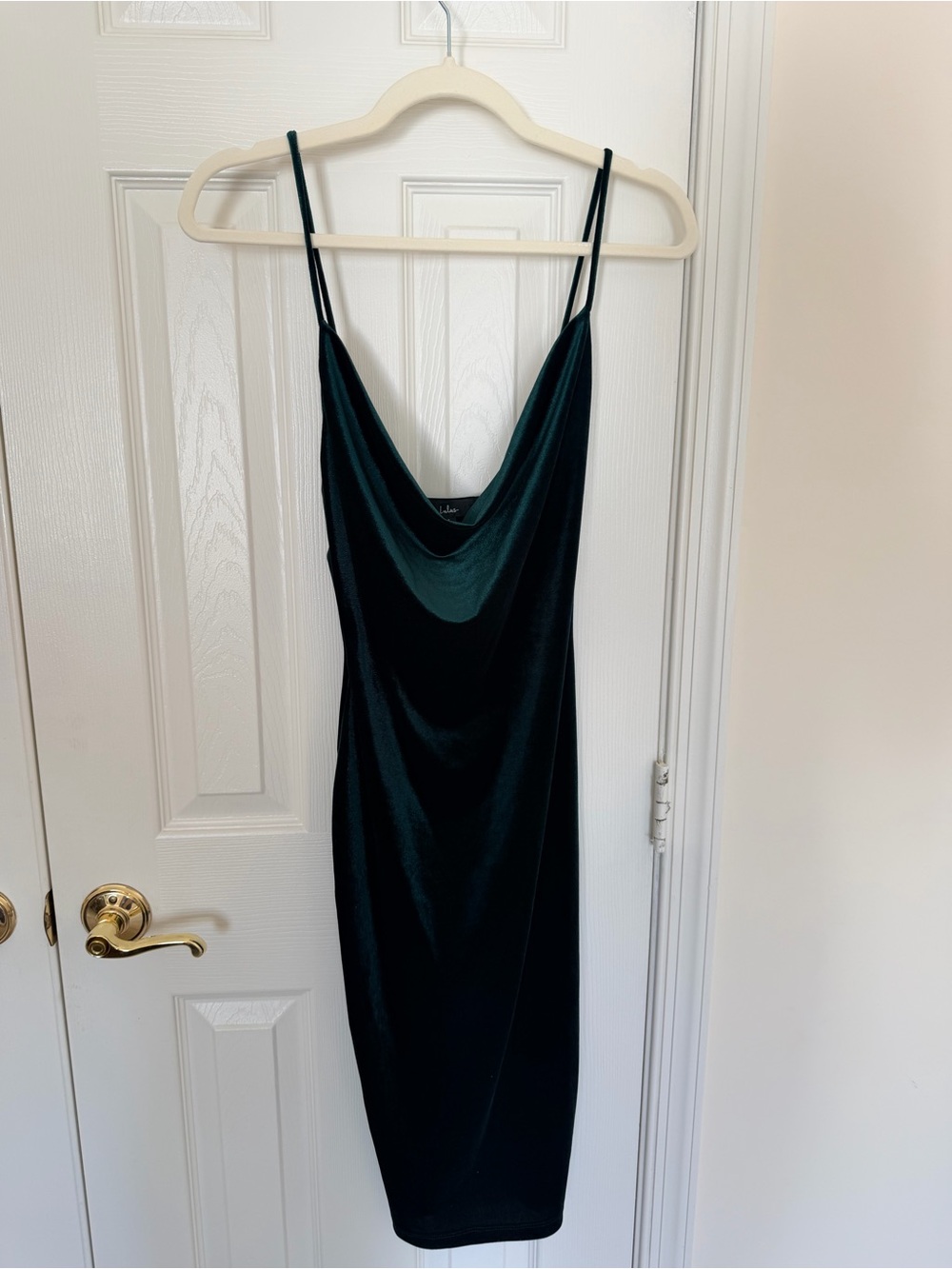 Lulu's Velvet Emerald Green Cowl Midi Slip Dress